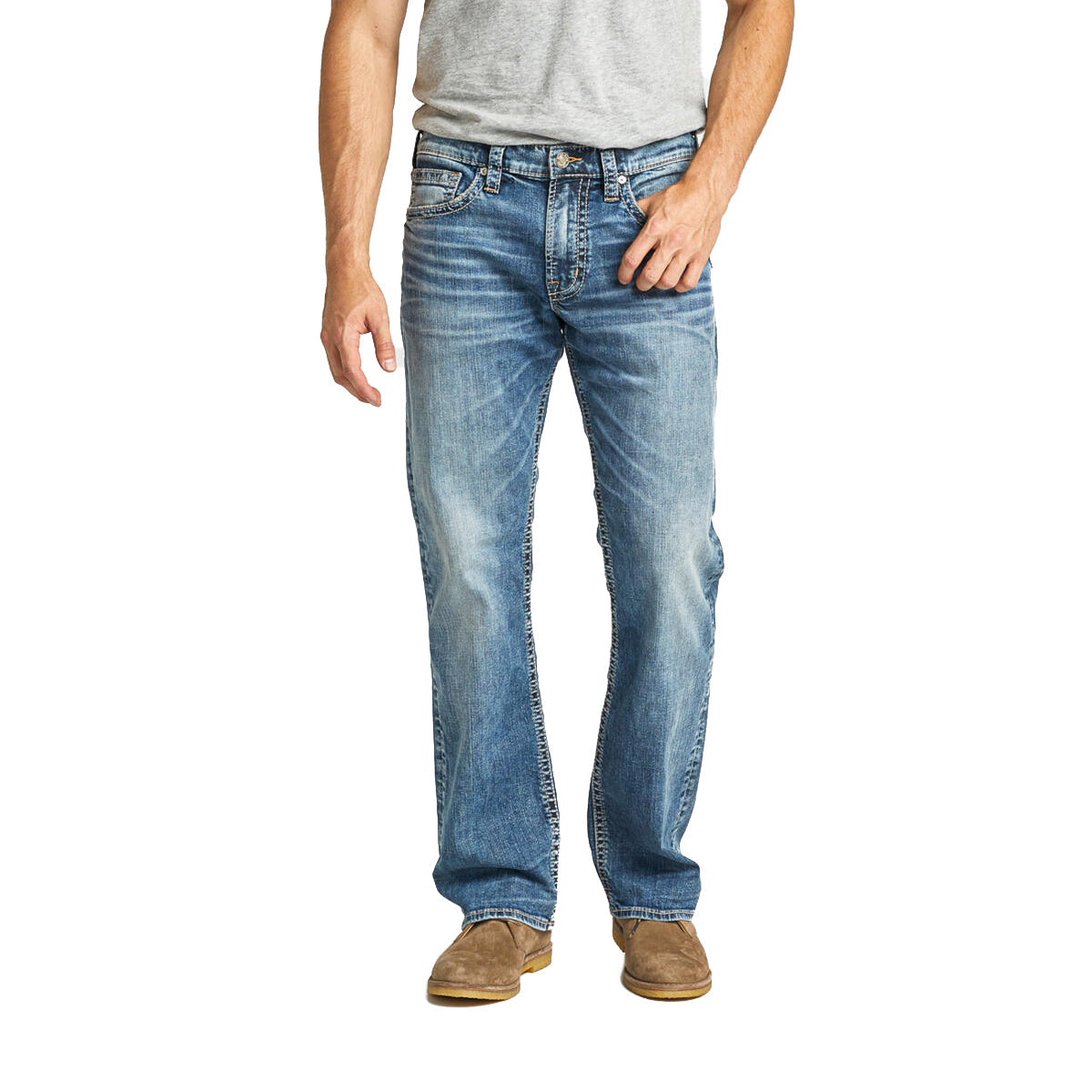 Men Barrel Leg Long Jeans - Blue - SM2603036A main image 0
