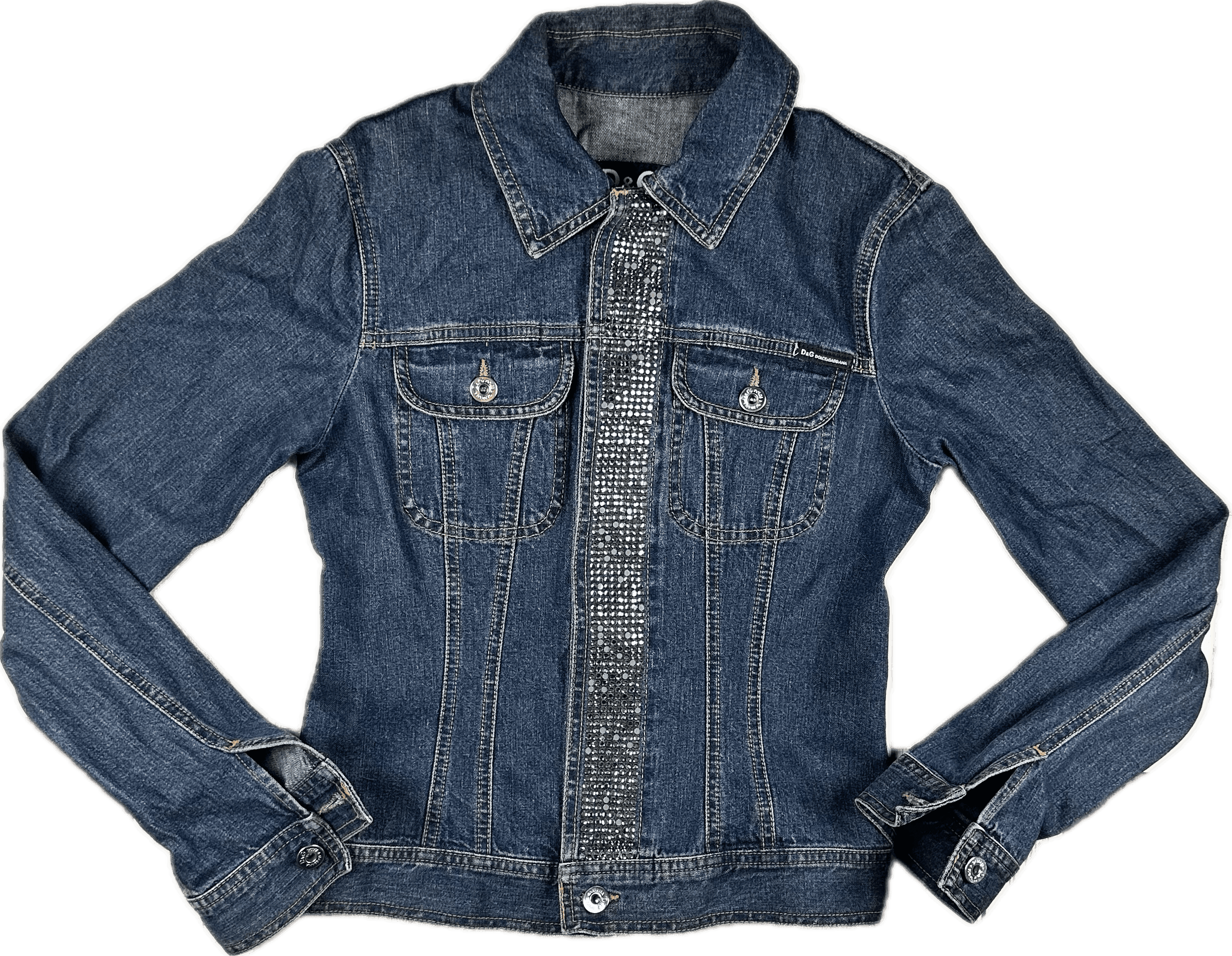 DOLCE & GABBANA Veste En Jean Bleu Avec Des Cristaux D DOLCE & GABBANA Veste En Jean Bleu Avec Des Cristaux D