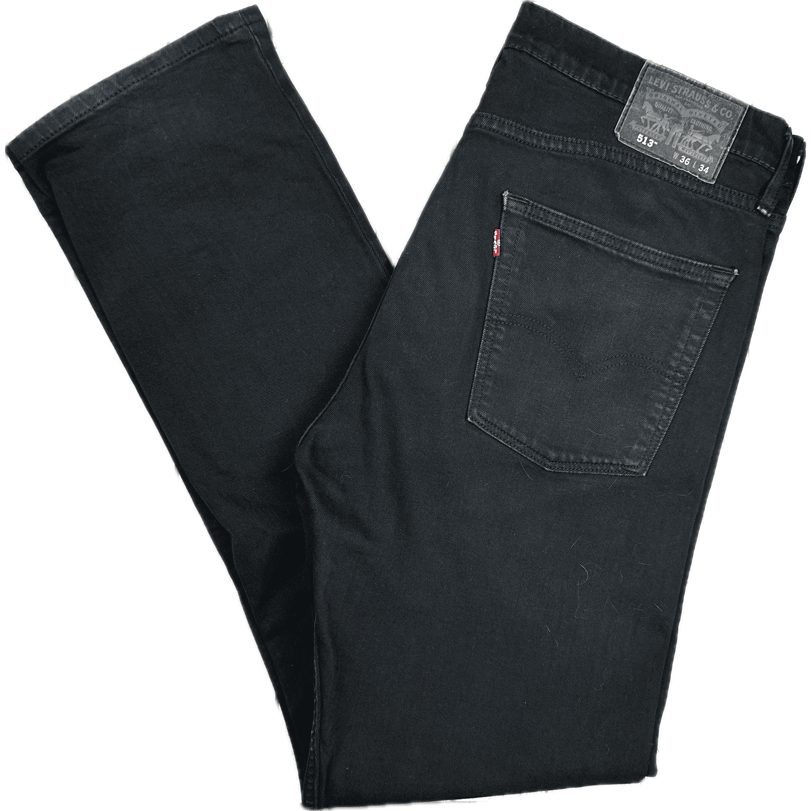 Levis Black 513 Mens Stretch Jeans Size 36 34 Jean Pool