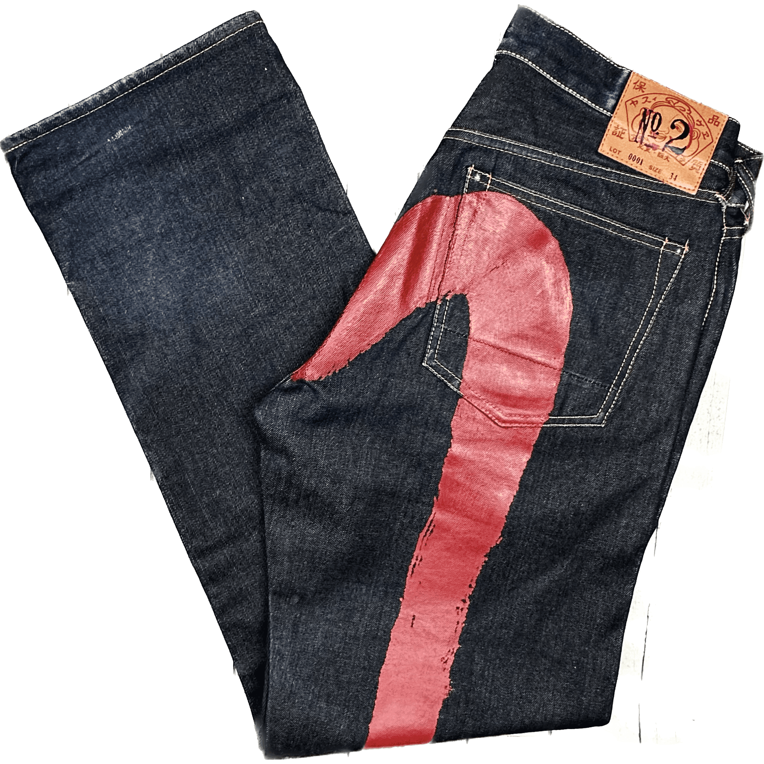 Evisu Japan Selvedge No.2 Red Seagull Back Jeans - Size 34 – Jean Pool
