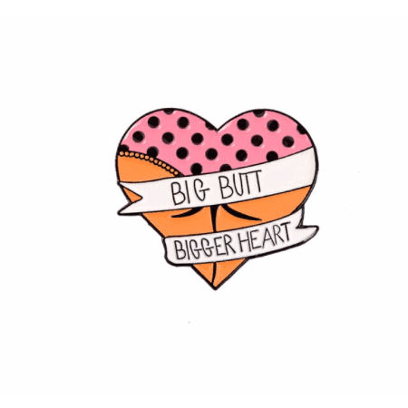 Tazza Grindstore In Latta 'Big Butt, Bigger Heart', Bianca, 8 Cm, Idea Regalo Divertente