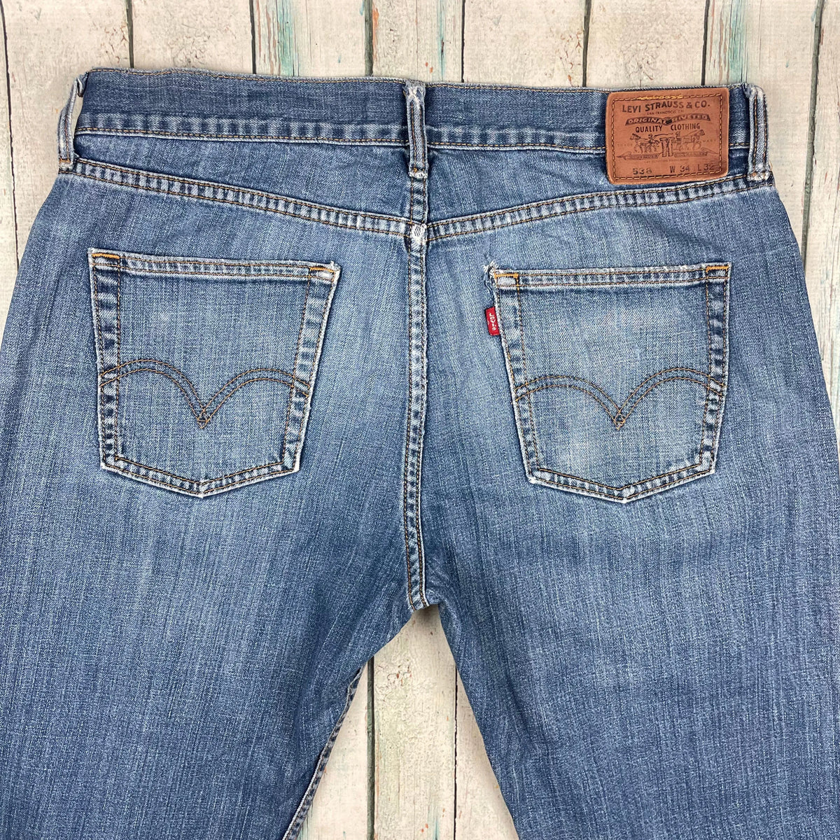 Levis 538 Straight Mens Blue Vintage Lived In Wash Denim Jeans