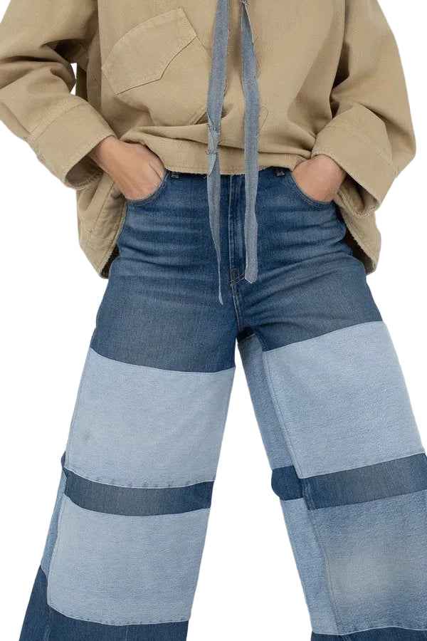 B Sides USA Made Super Wide Leg Patchwork 'Claude' Jeans   - Size 27