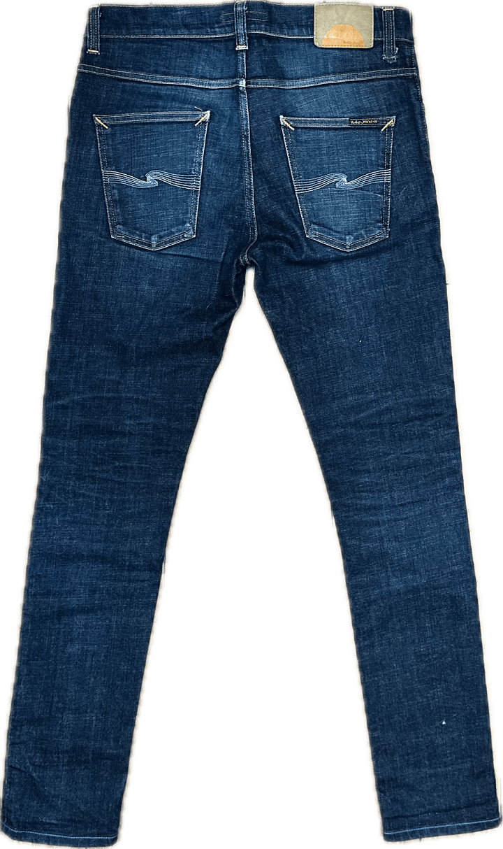 Nudie 'Lean Dean' Dry Aquamarine Organic Cotton Jeans- Size 32/32