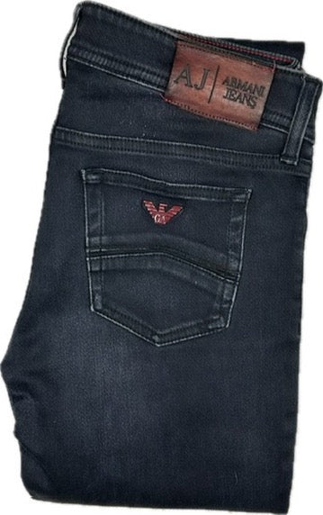 Armani Jeans Black Stretch Low Rise Slim Fit Jeans -Size 28