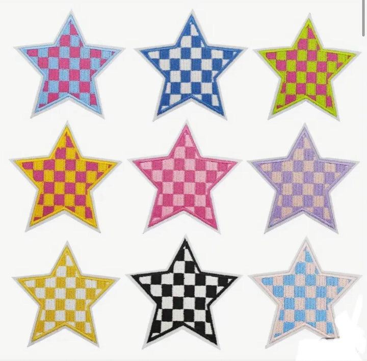 Checkered Star - Embroidered Cloth Patch - Jean Pool