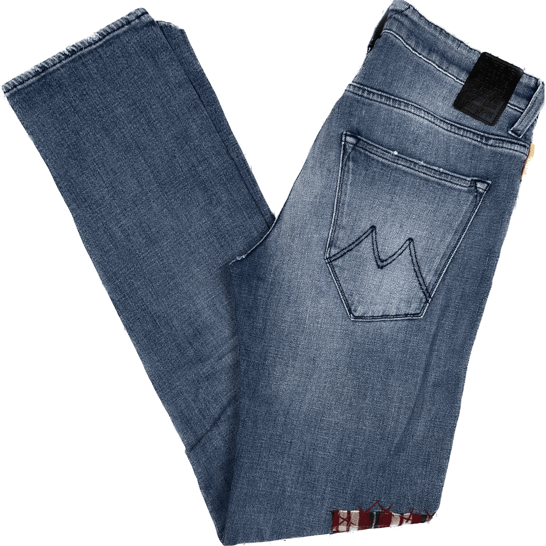 NWT Meltin' Pot Italian Made 'Melton' Patch Jeans Size 29