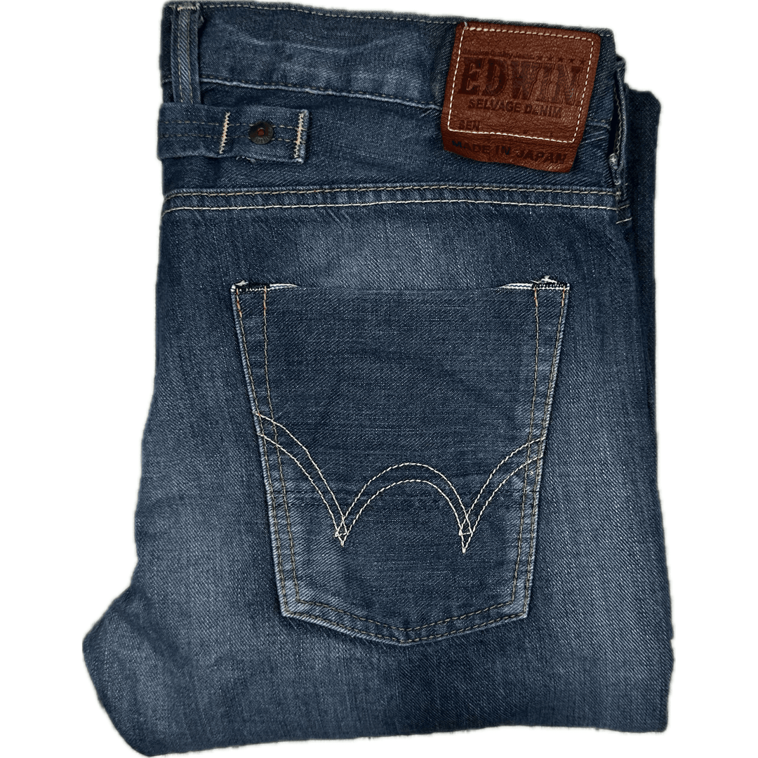 Edwin Made in Japan - Blue 'SK505 Selvedge Denim Jeans -Size 34/32 - Jean Pool