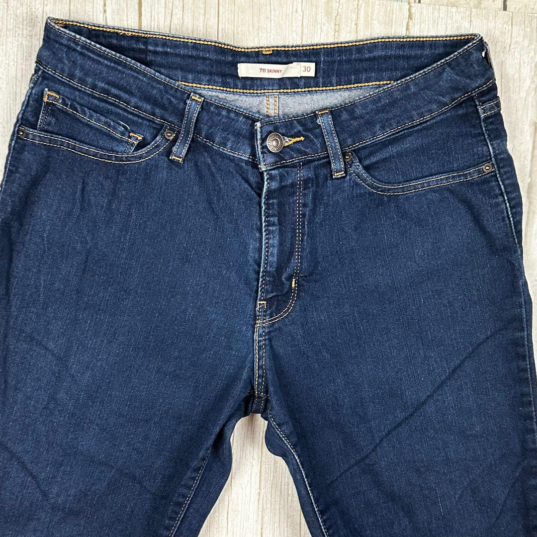 Levis 711 Blue Mid Rise Skinny Jeans -Size 30