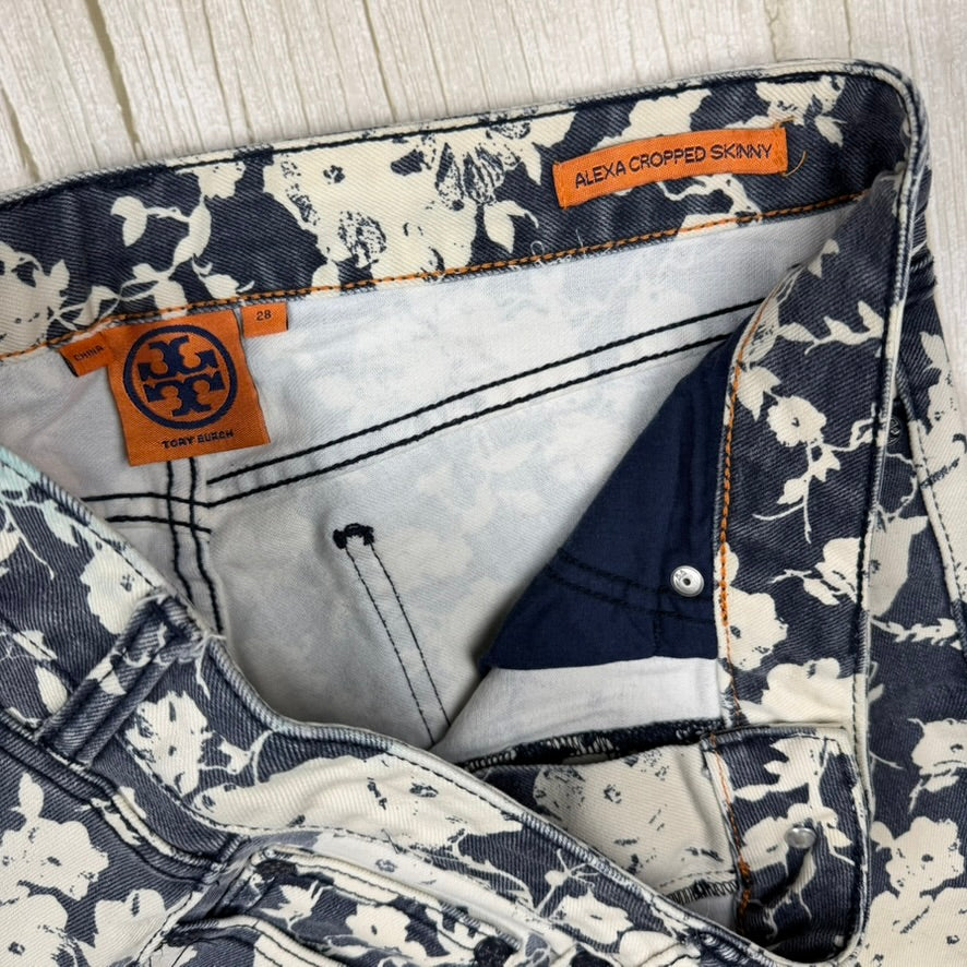 Tory Burch  Ladies 'Alexa Cropped Skinny' Floral Print Jeans- Size 28