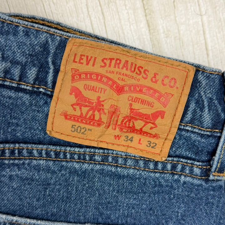Levis 502 Zip Fly Mens Straight Fit Jeans - Size 34