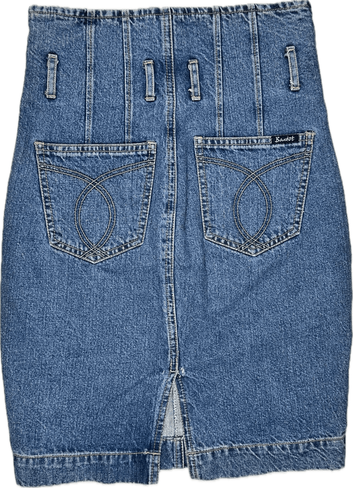 Bardot High Corset Waist Denim Skirt -Size 8 - Jean Pool