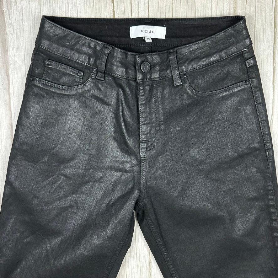 Reiss Lux Black Coated Mid Rise Skinny Jeans - Size 28