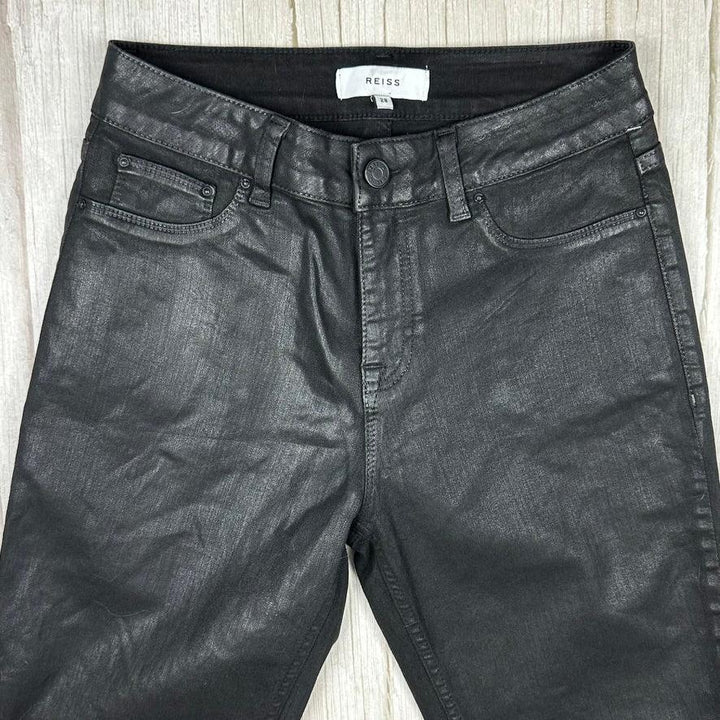 Reiss Lux Black Coated Mid Rise Skinny Jeans - Size 28