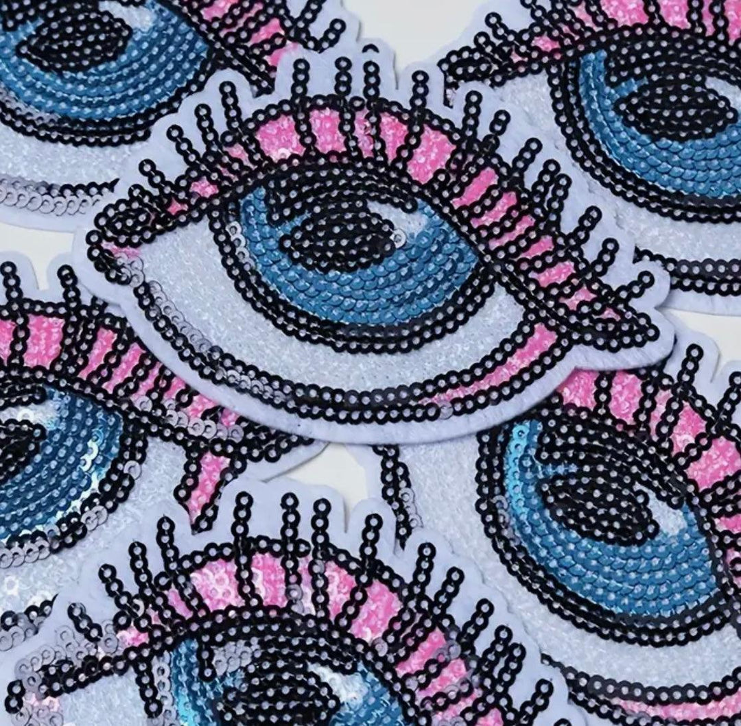 Blue Eye- Embroidered Sequin Patch - Jean Pool