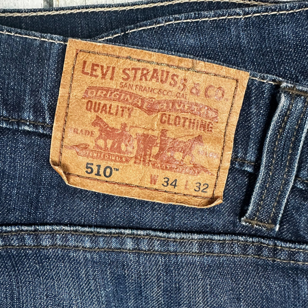 Levis 510 Mens Dark Wash Slim Fit Jeans -Size 34L - Jean Pool