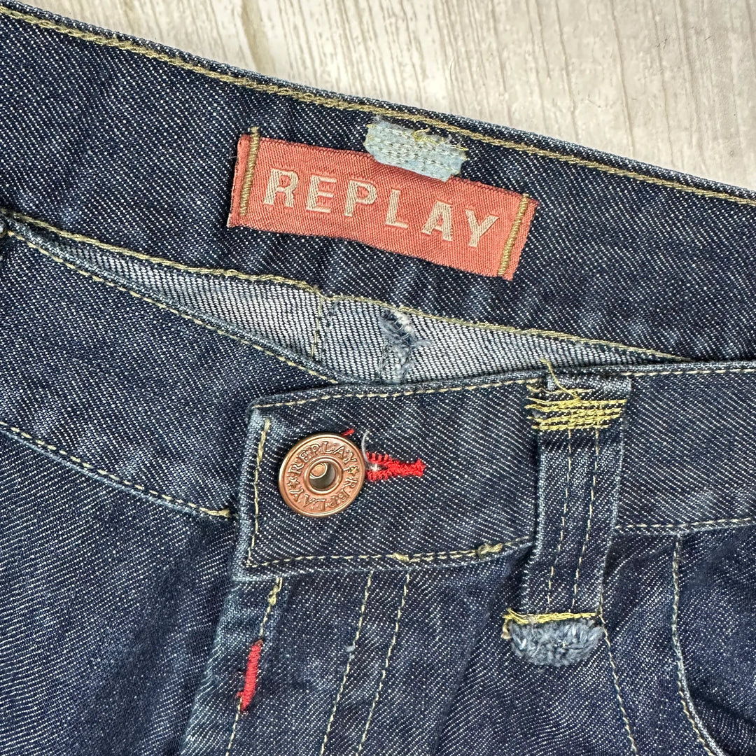 Replay Italy Mens Y2K Logo Seat Bootcut Jeans- Size 34
