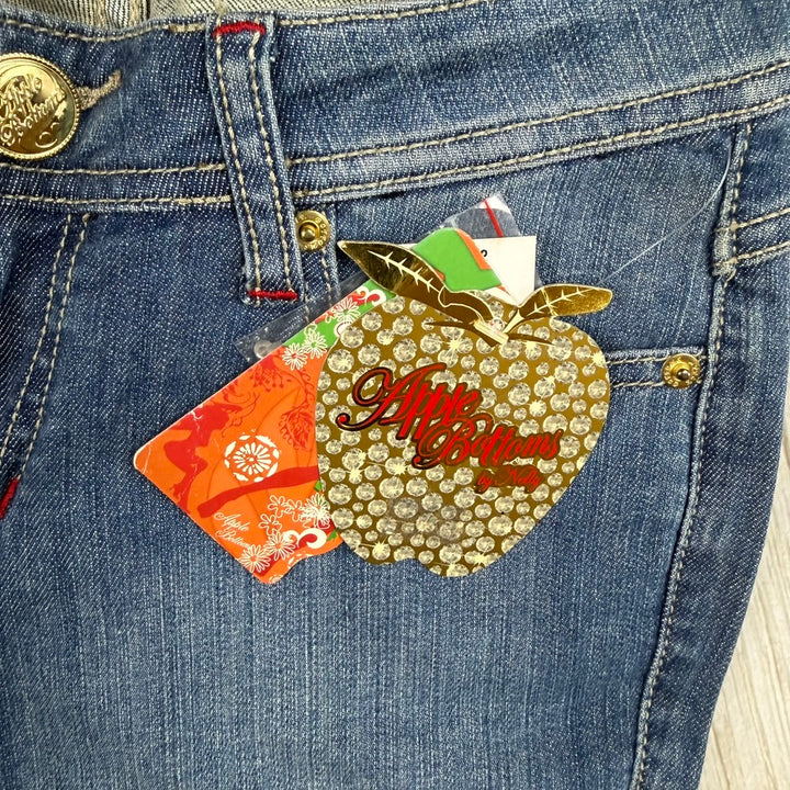 NWT - Apple Bottoms Iconic Embroidered Flare Jeans -Size 6/7