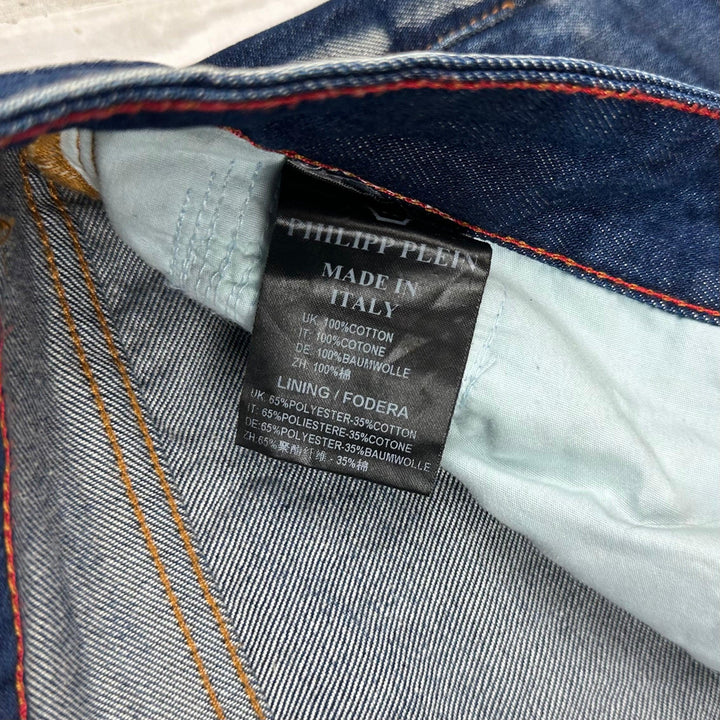 Philipp Plein Mens 'Petrol Water' Straight Cut Jeans -Size 38