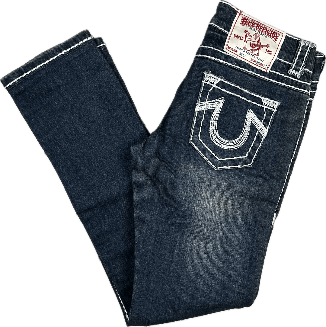 True Religion 'Billy' White Stitch Low Rise Jeans- Size 26 - Jean Pool