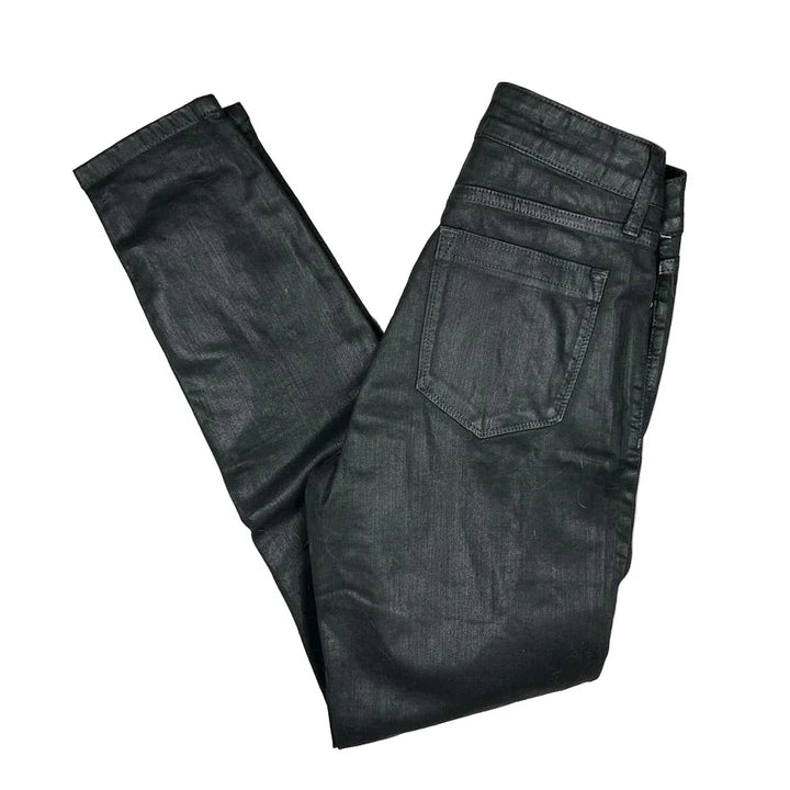 Reiss Lux Black Coated Mid Rise Skinny Jeans - Size 28