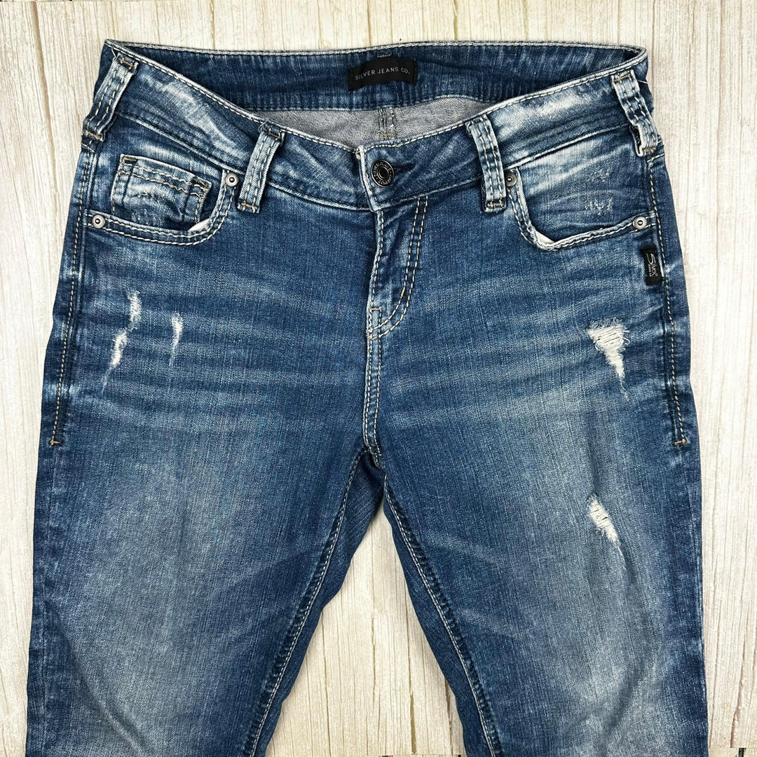 Silver Jeans 'Girlfriend' Mid Rise Distress Jeans- Size 27