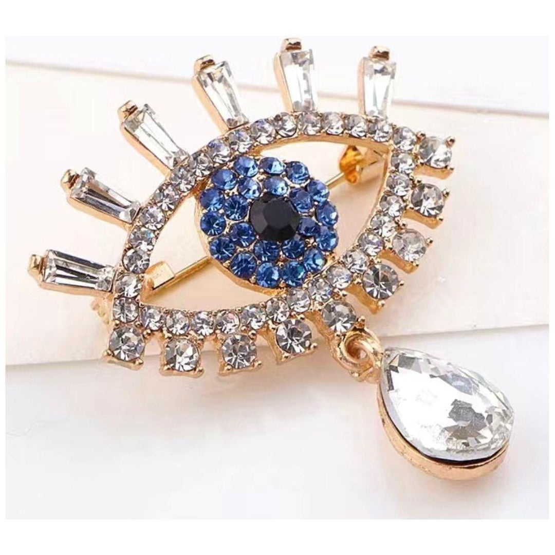 Evil Eye with Teardrop Jewelled Brooch - Jean Pool