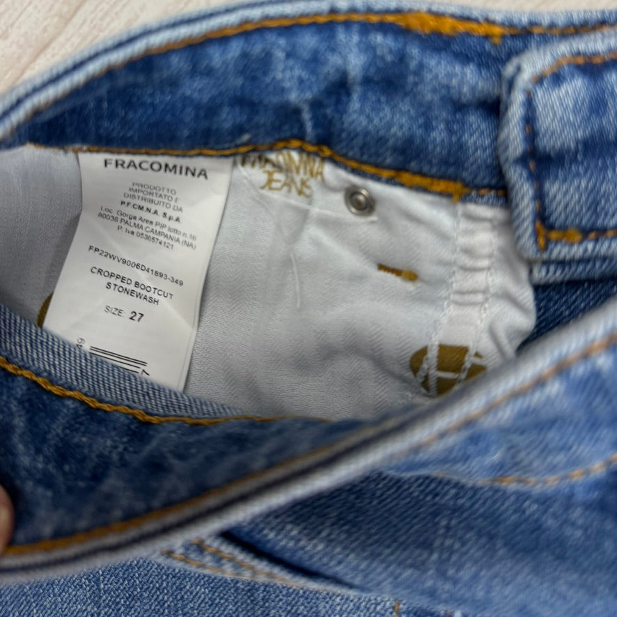 NWT - Francomina Jeans Italy 'Blue Love' Cropped Bootcut Jeans- Size 27
