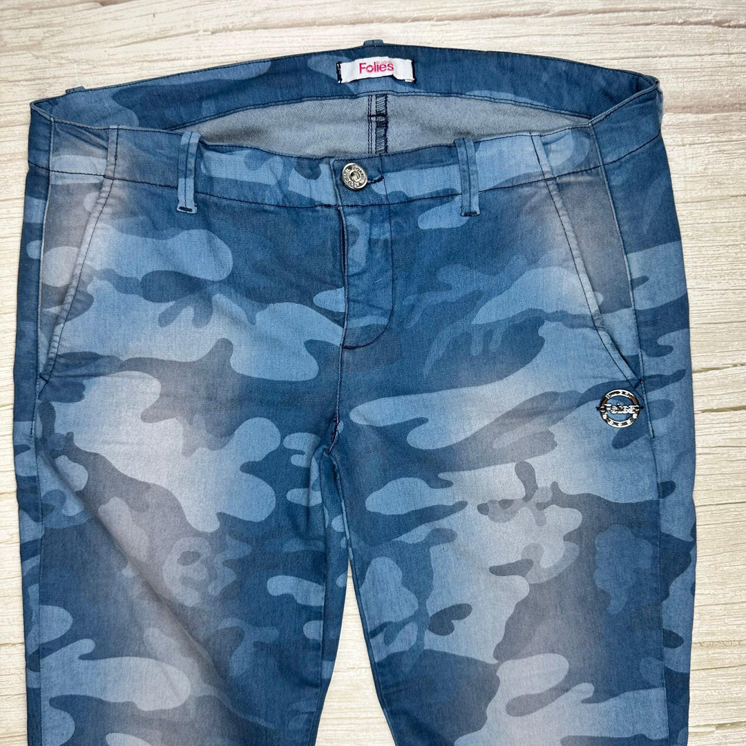 Blugirl Folies Blue Camouflage Print Capri Pants -Size 32 - Jean Pool