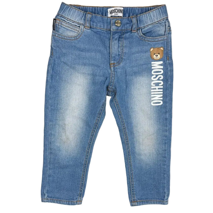 Moschino Baby Teddy Logo Print Baby Jeans  - Size 18M