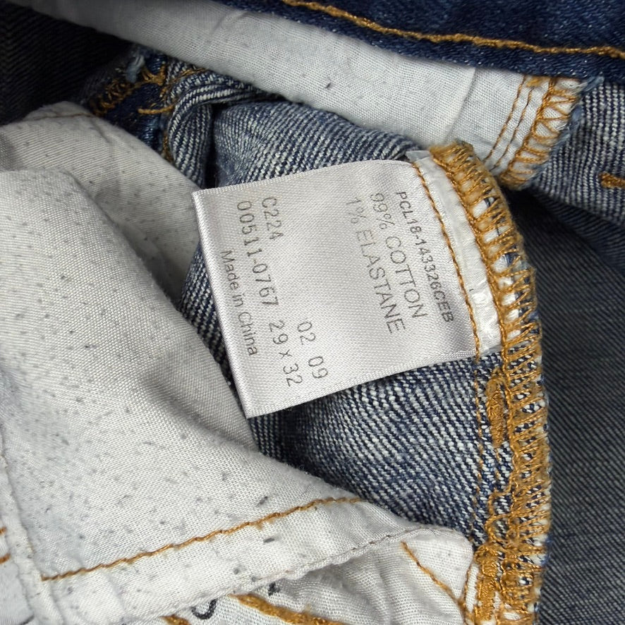 Levis Y2K Slim Straight 511 Low Rise Denim Jeans - Size 29