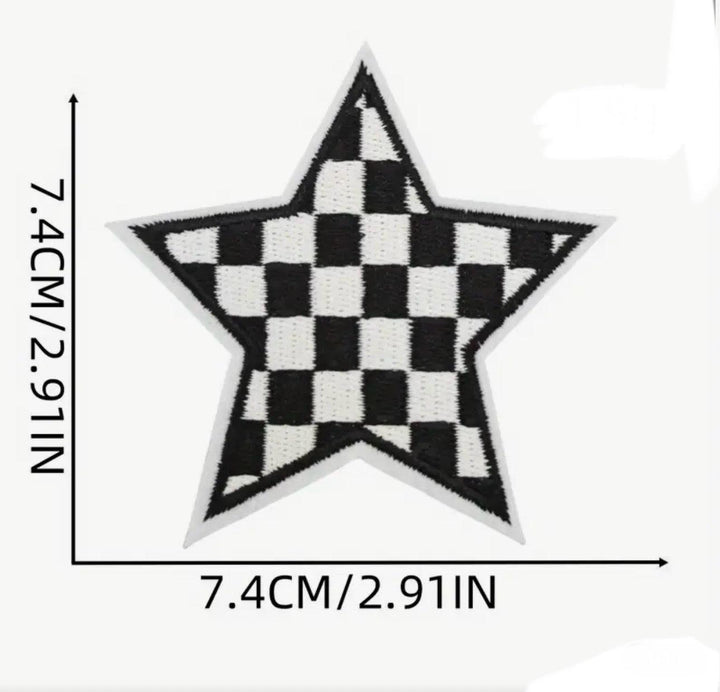 Checkered Star - Embroidered Cloth Patch - Jean Pool