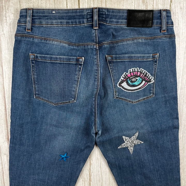 Reworked Jag 'Joey' Mid Rise- Embroidered Patches - Size 29