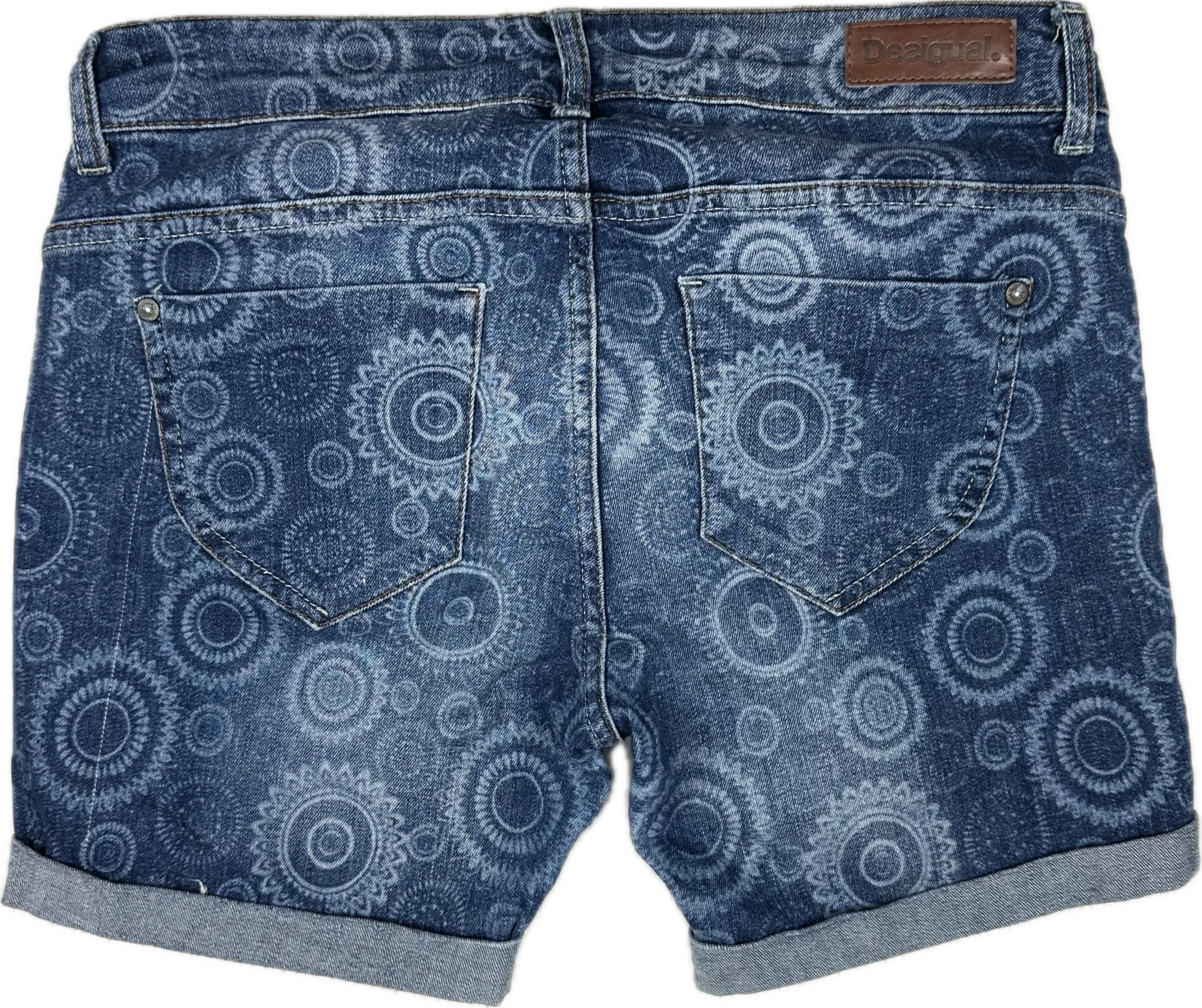 Desigual Ladies Printed Cuffed Denim Shorts -Size 30 – Jean Pool