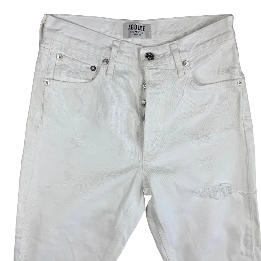 AGOLDE Distressed White High Rise &