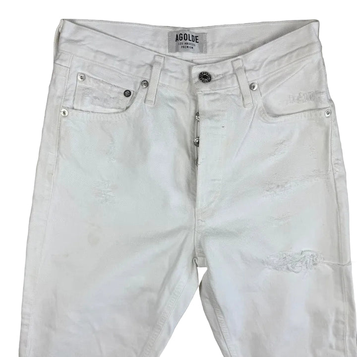AGOLDE Distressed White High Rise &