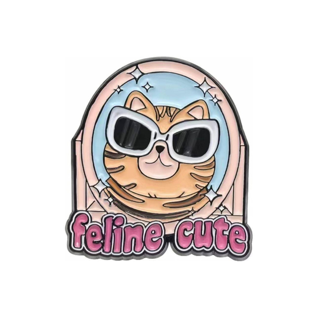 Feline Cute Retro Cat- Enamel Pin - Jean Pool