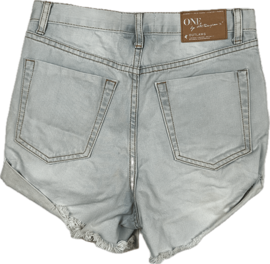 One Teaspoon 'Outlaws' Destroyed Denim Shorts  - Size 24