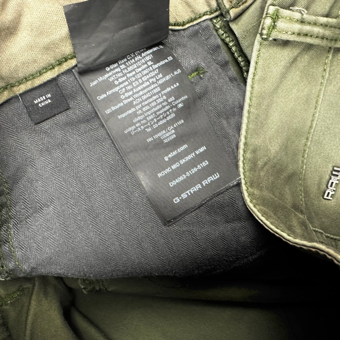 G Star RAW Womens 'Rovic Mid Skinny' Khaki Jeans -Size 27