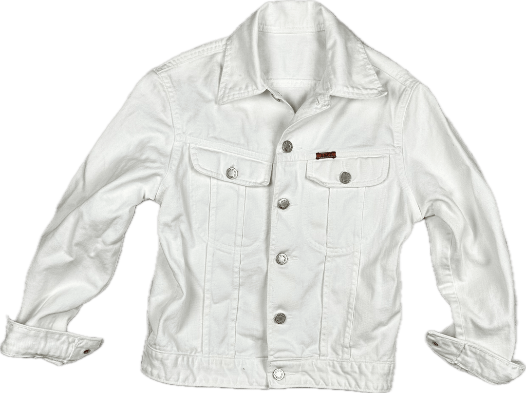 AMCO Vintage 1970's White Tattoo Print Denim Jacket - Size XS