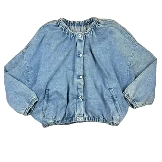 NEW - Alysi Italian Oversized Denim Bomber Jacket - Size M