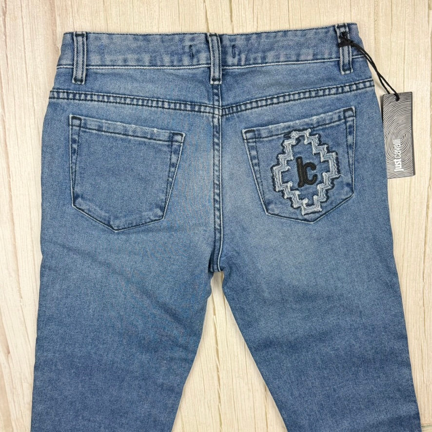 NWT- Just Cavalli Italy Ladies Logo Pocket Jeans - Size 26"