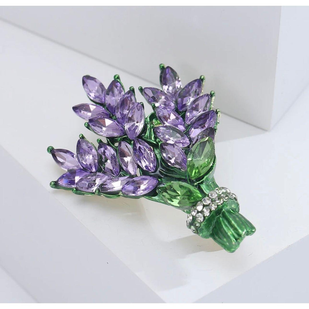 Lavender Spray Jewelled Brooch - Jean Pool