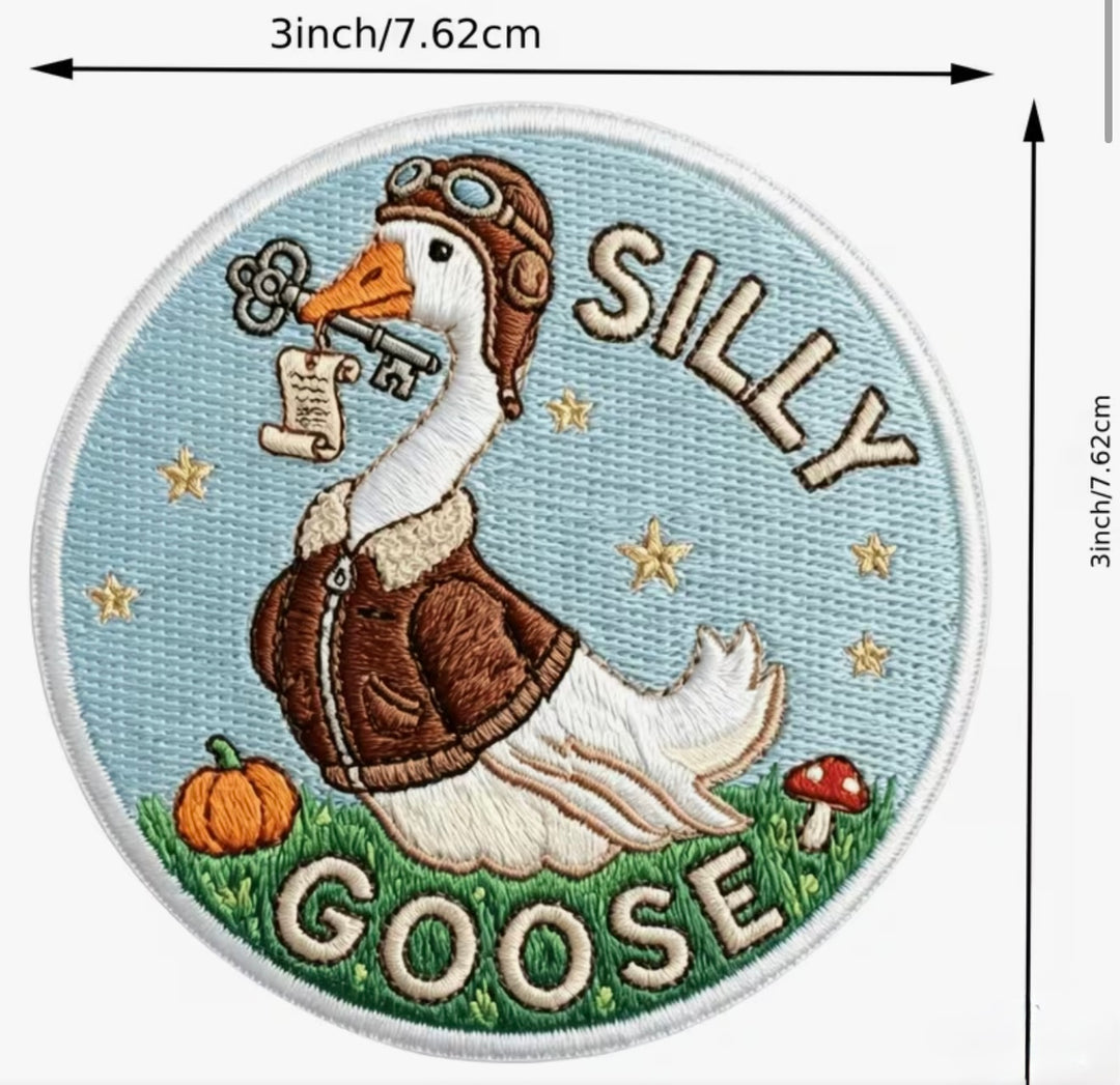 Silly Goose -  Embroidered Iron On Patch