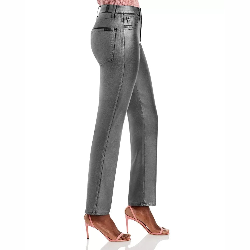 NWT- 7 for all Mankind 'High Waist Straight' Pewter Jeans Size- 24"