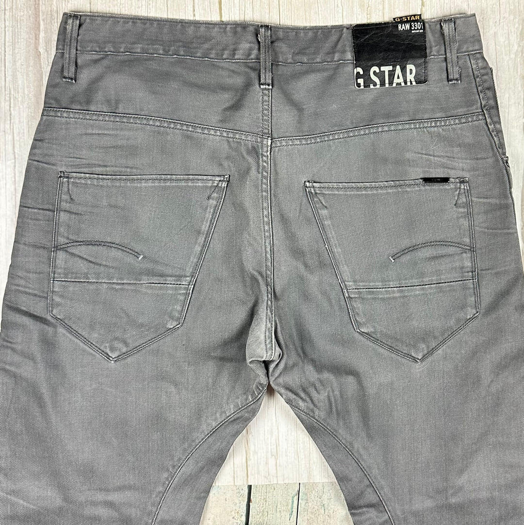 G Star RAW 3301 Mens 3D Grey Tapered Jeans -Size 35/34 - Jean Pool