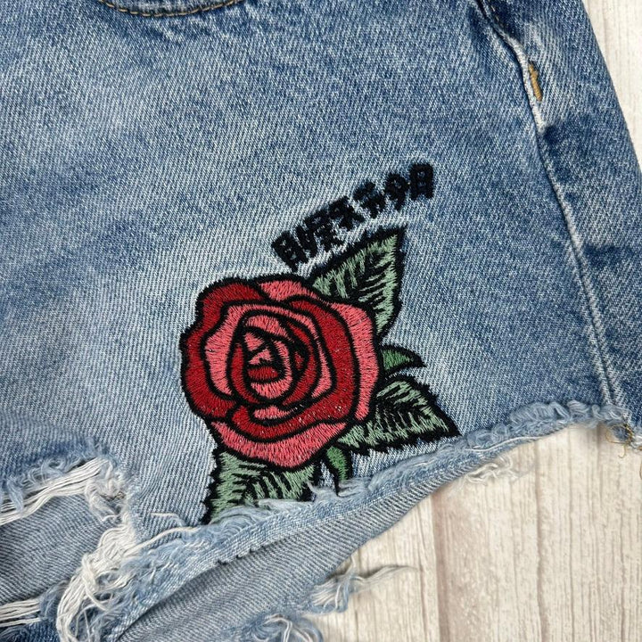 Superdry Ladies  Embroidered Denim Shorts  - Size 28