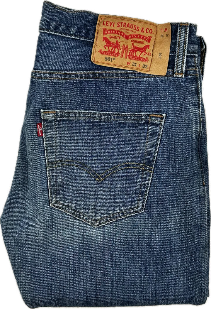 Levis 501 Mens Button Fly Denim Jeans - Size 31/32