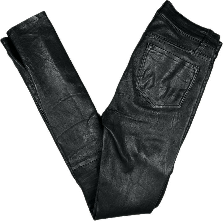 J Brand Black Lamb Leather Ankle Zip Jeans- Size 24