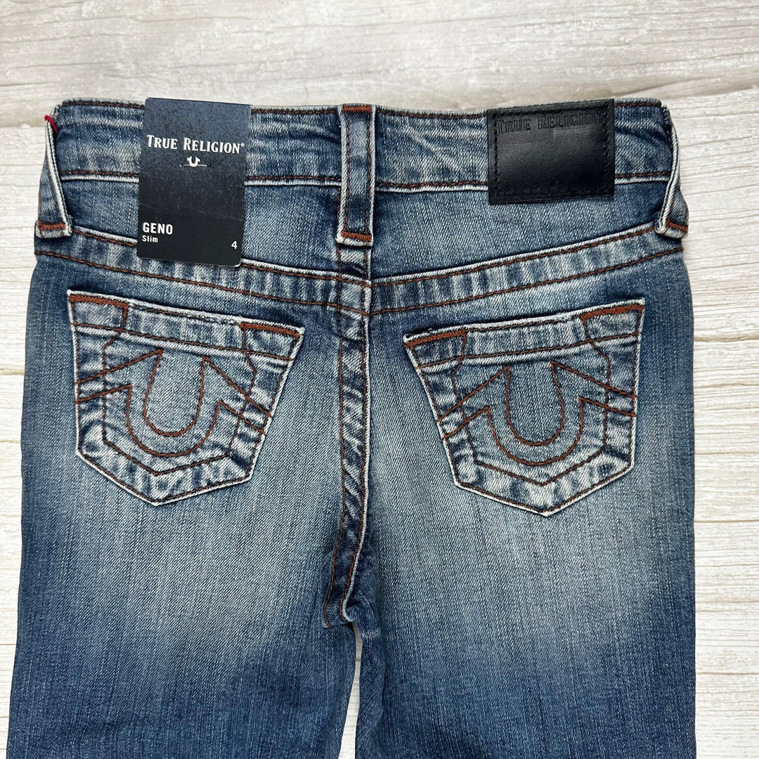 NWT - True Religion 'Geno Slim' Logo Jeans- Size 4Y